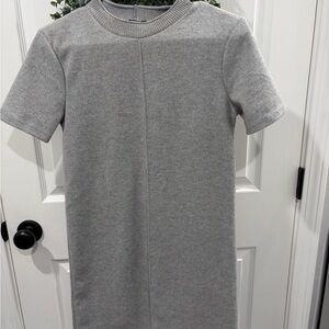 Zara Light Gray Ribbed Crewneck Knit Top